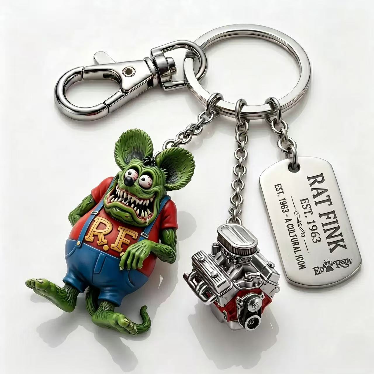 Rat Fink Retro Hot Rod Keychain