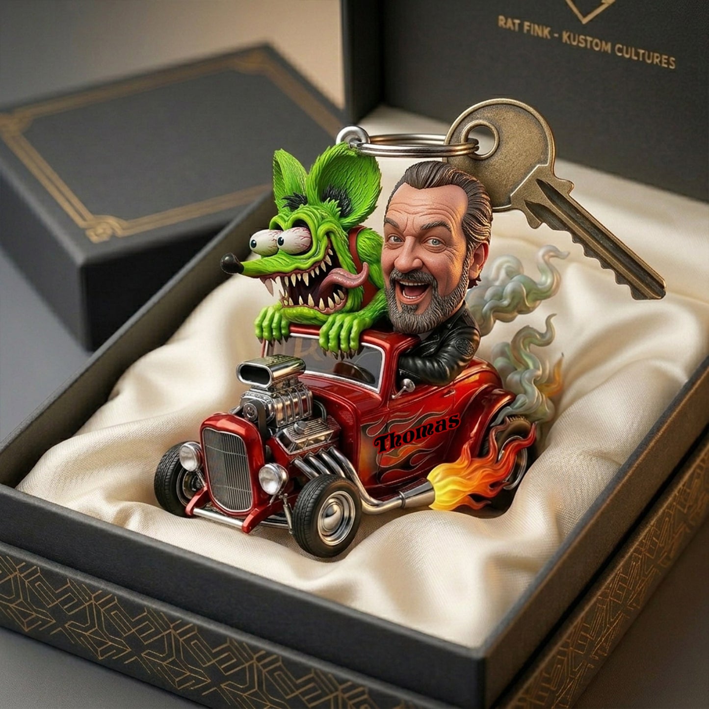 Speed Monster Keychain - Custom Photo Gifts For Hot Rod Lover