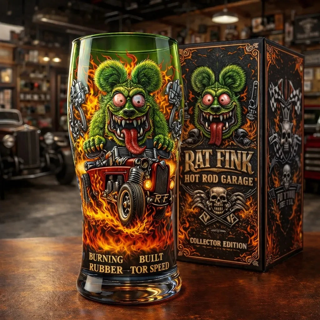 Rat Fink Kustom Culture 3D Relief Pint Glass