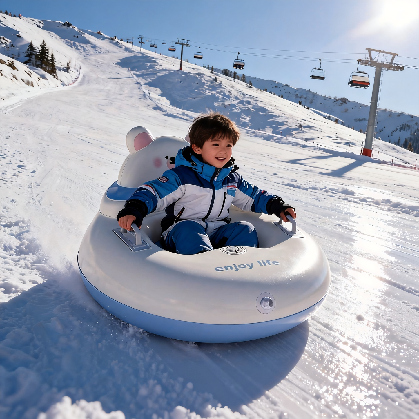 Parent-Child Outdoor Sports Skiing Seat Ring with Backrest, Thickened and Wear-Resistant