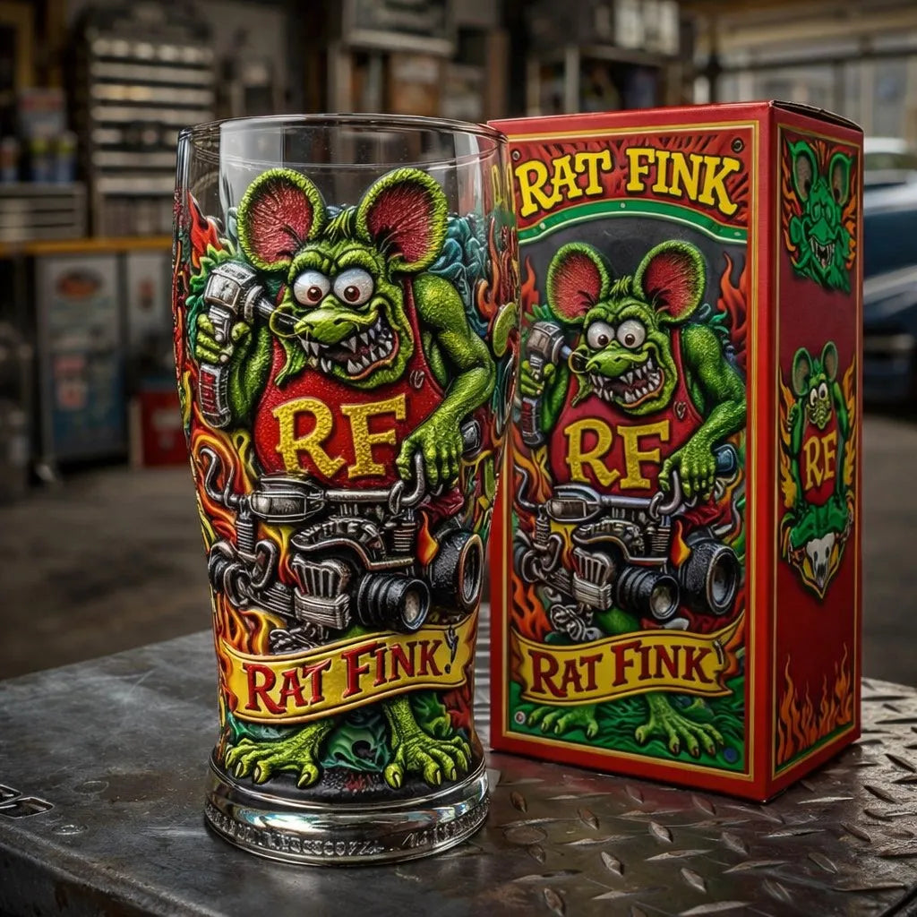 Rat Fink Kustom Culture 3D Relief Pint Glass