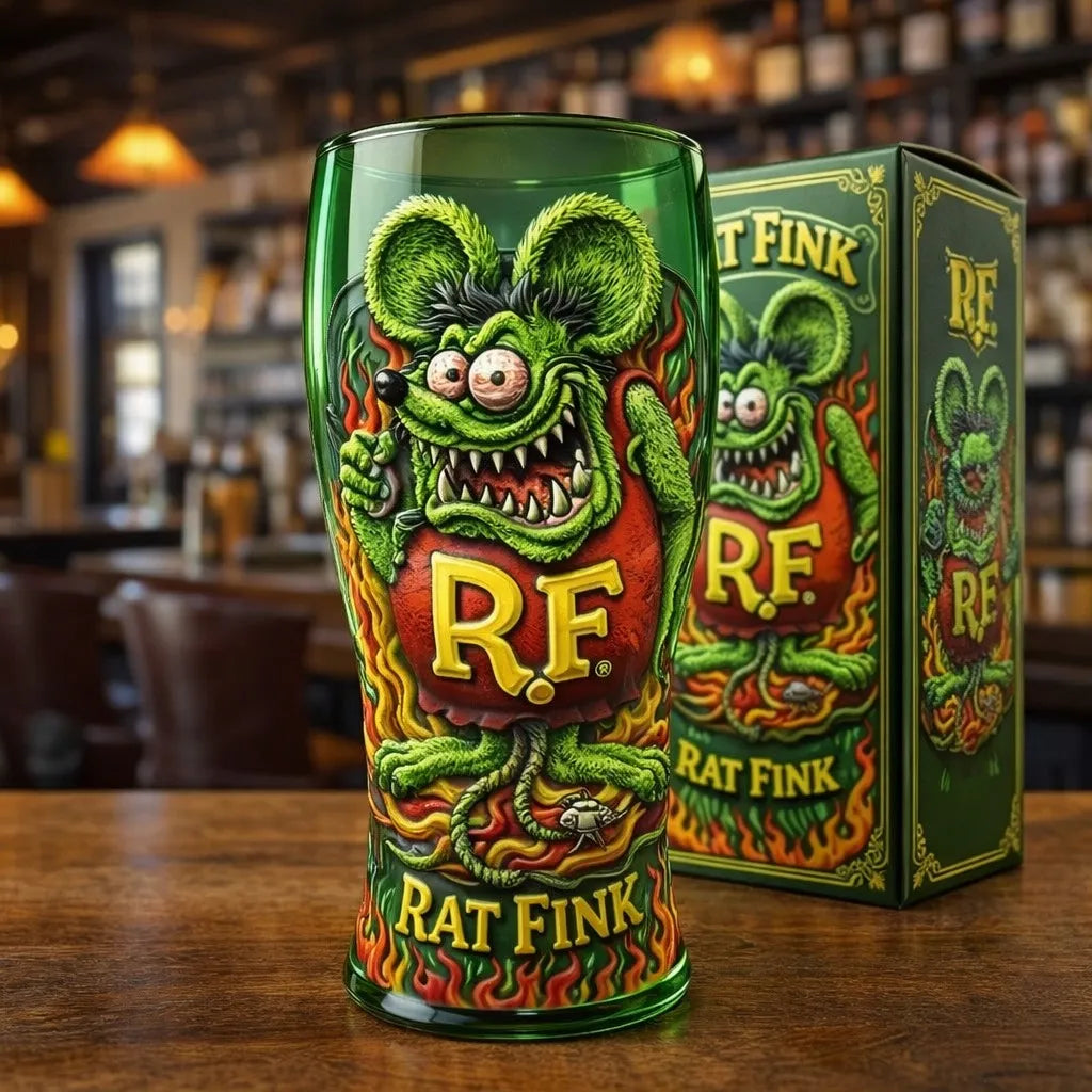 Rat Fink Kustom Culture 3D Relief Pint Glass