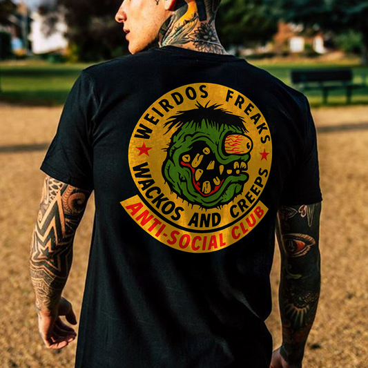 Weirdos Freaks Antisocial Club Printed Men's T-shirt