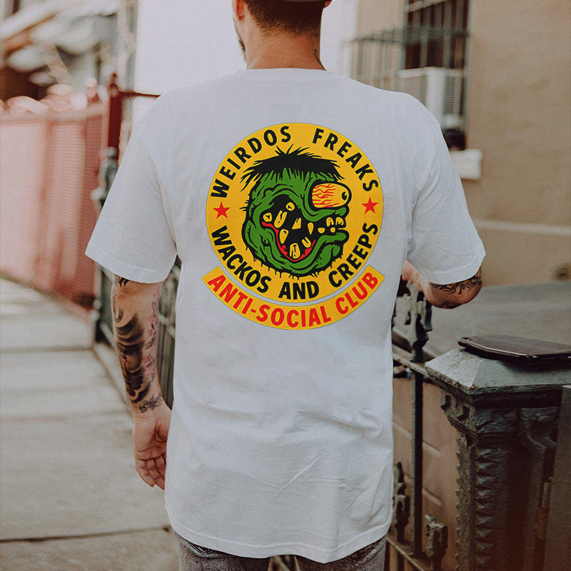 Weirdos Freaks Antisocial Club Printed Men's T-shirt