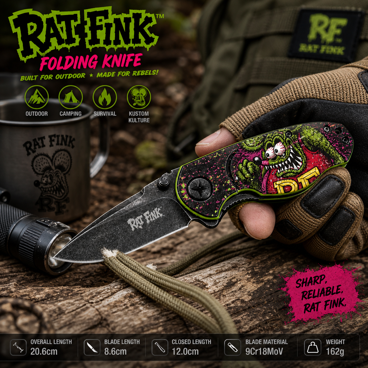 Rat Fink "Ed Roth" Special Edition - Folding Dagger🗡️