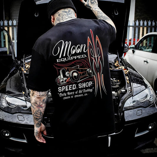 Moon Equipped Speed Shop Sixty Years Of Hot Rodding Printed Men's T-shirt