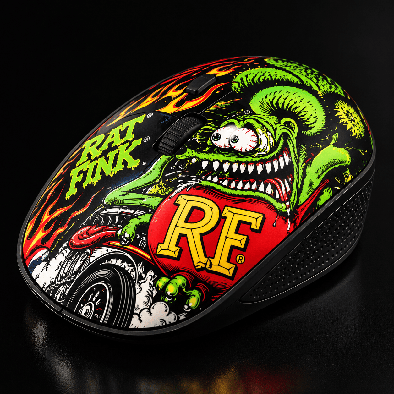 Rat Fink Hot Rod Wireless Mouse, Kustom Kulture Lowbrow Art Computer Mouse
