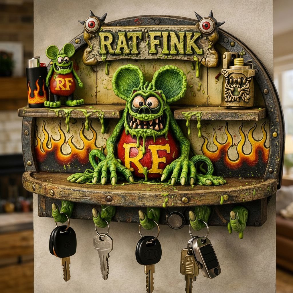 A Funny Green Mouse Garage Key Holder